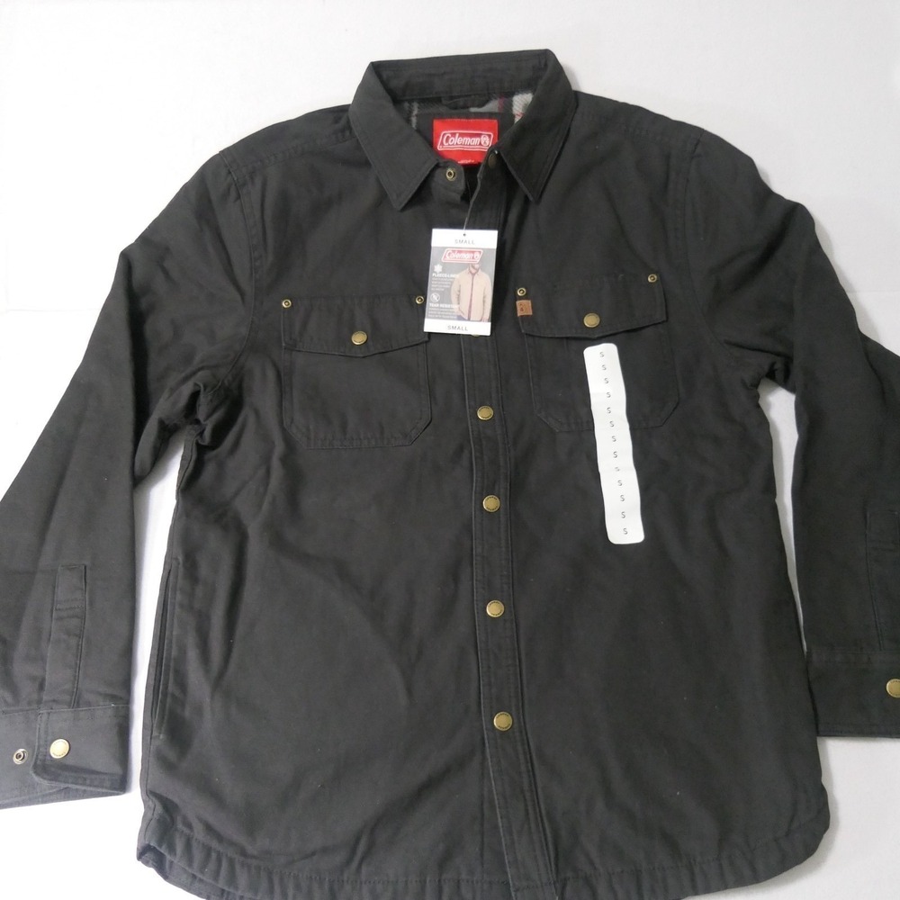 Coleman Men Jacket S Black Rugged Canvas Shirt Utility CF5H4533 Camping Outdoors